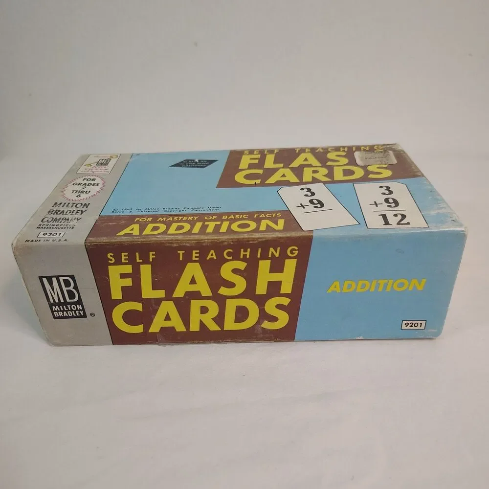Vintage 1962 Milton Bradley Self Teaching Flash Cards Addition Set Grades 2-6